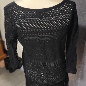 Black Lace Long Sleeve Dress